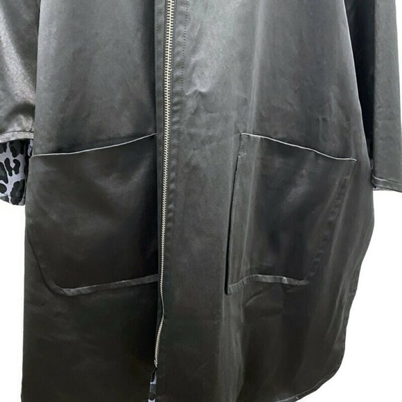 Joan Rivers Black & Gray Leopard Print Raincoat - Picture 3 of 4
